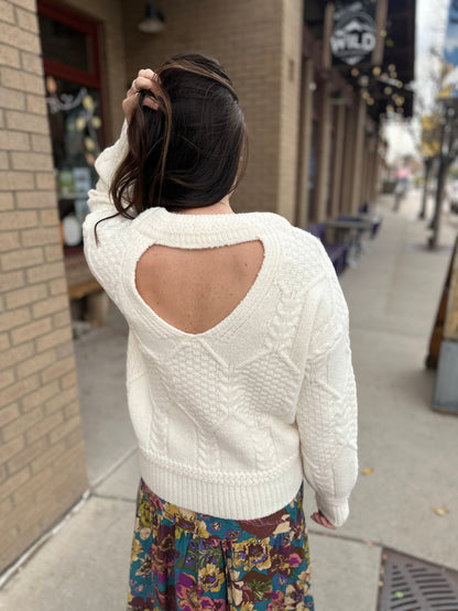 Knit Sweater with Back Cut Out