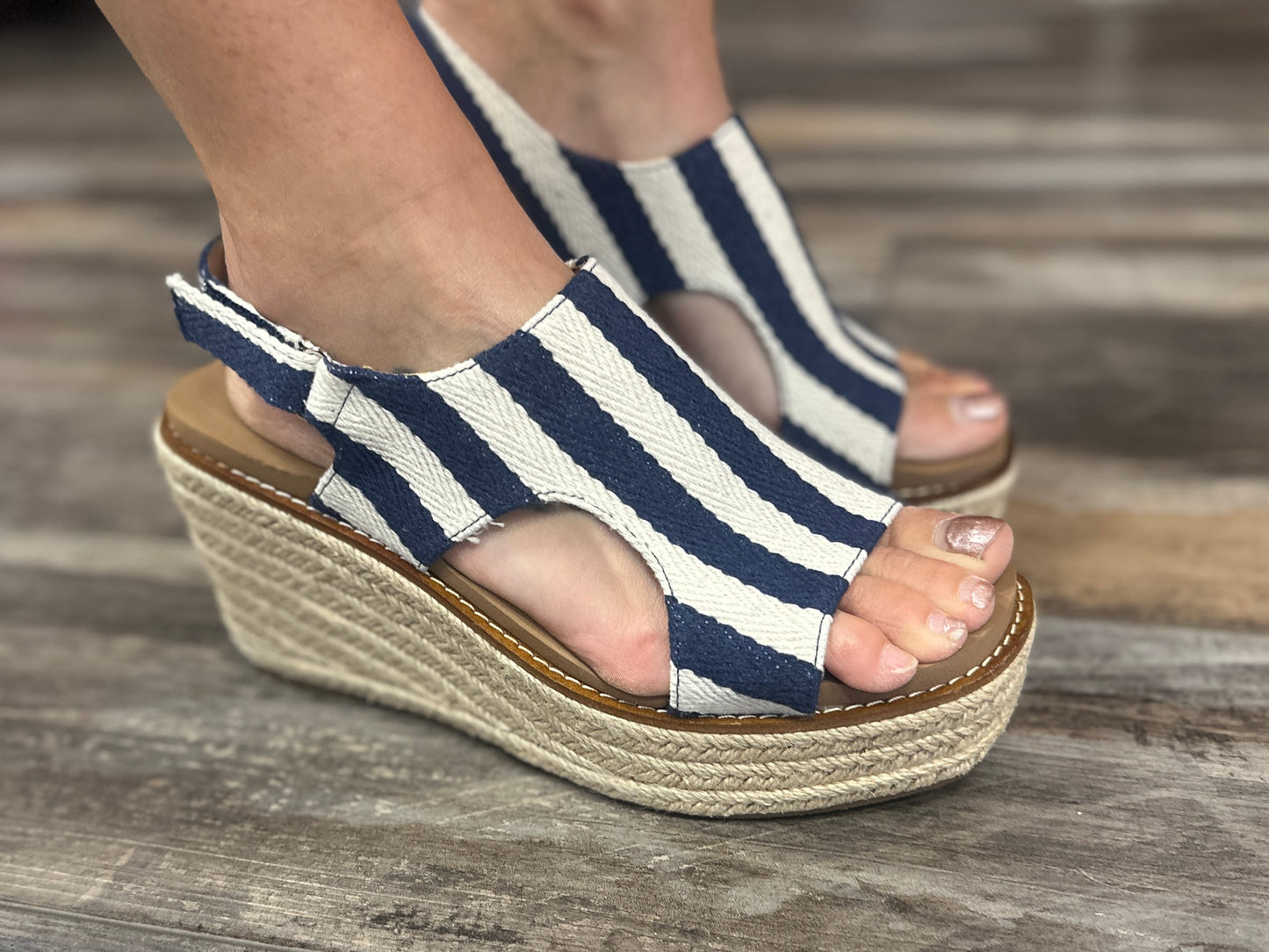 Navy Naural Stripe Wedge