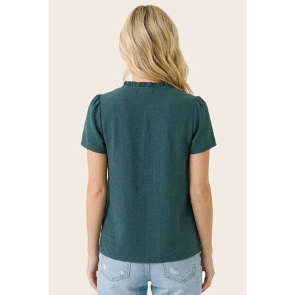 Frilled Neck Button Down Shirt