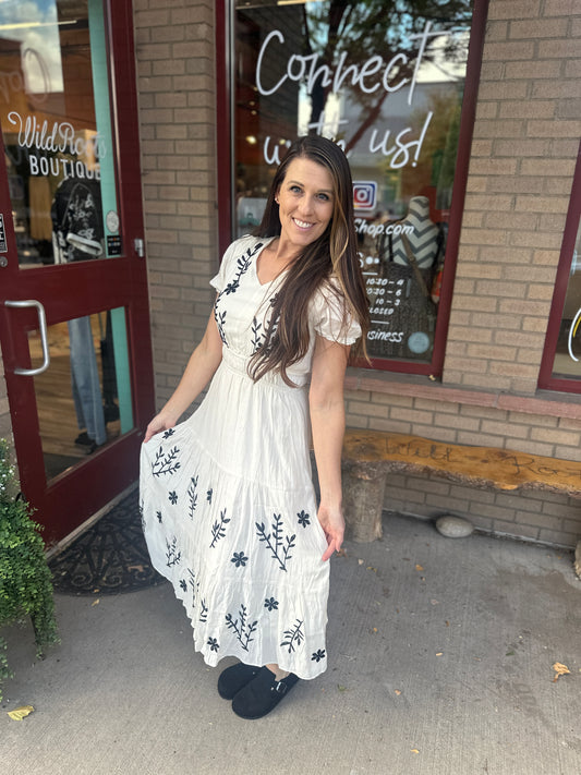 Ivory & Floral Black Dress