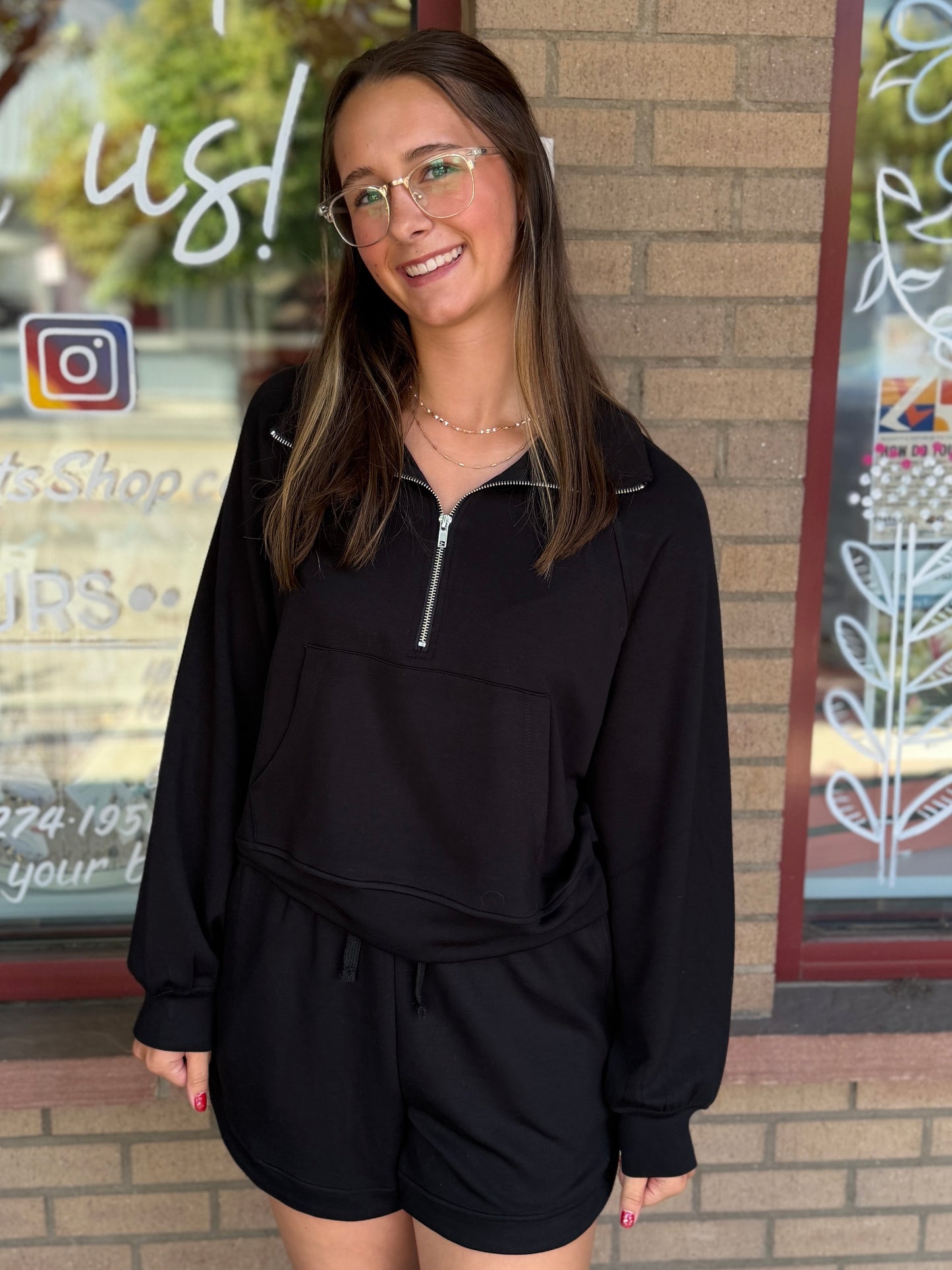 Black 3/4 Zip Pullover