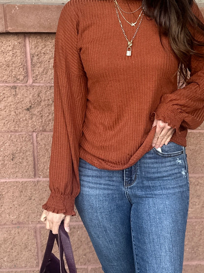 Ribbed Long Sleeve with Cuff Detail