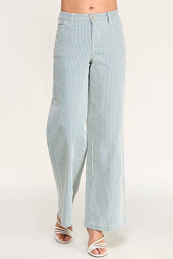 Blue Stripe Slim Palazzo Jeans