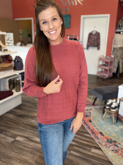 Rose Dolman Pointelle Sweater