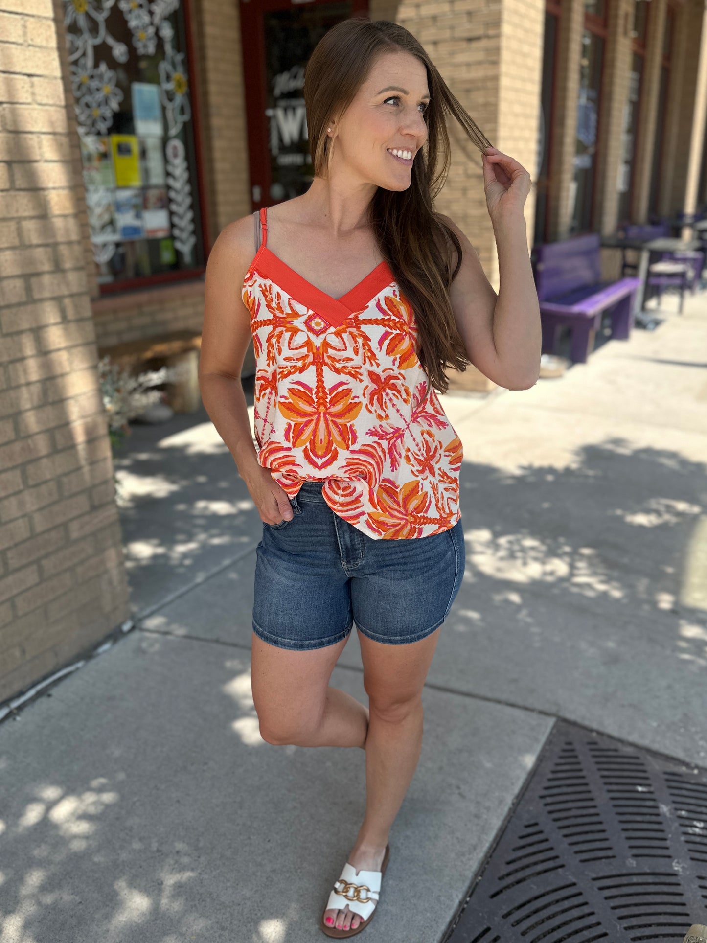 Floral Printed V-Neck Tank
