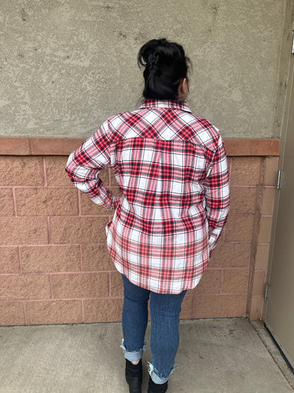 White and Red Plaid Flannel