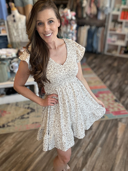 Taupe Floral Babydoll Dress