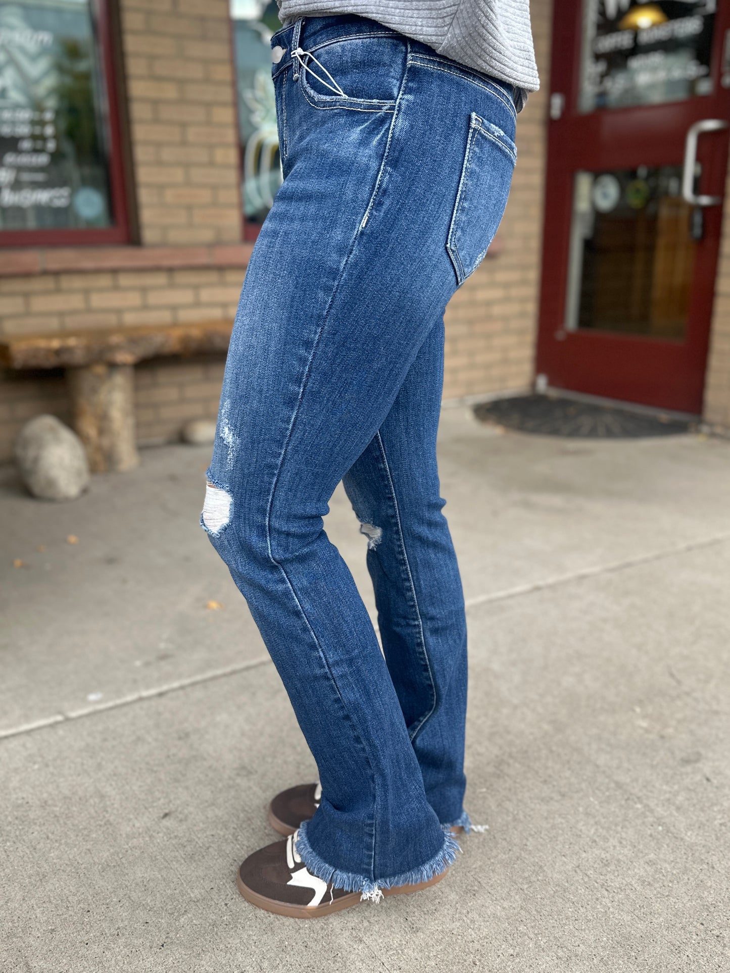 "Kenzie" Distressed Baby Bootcut Jeans