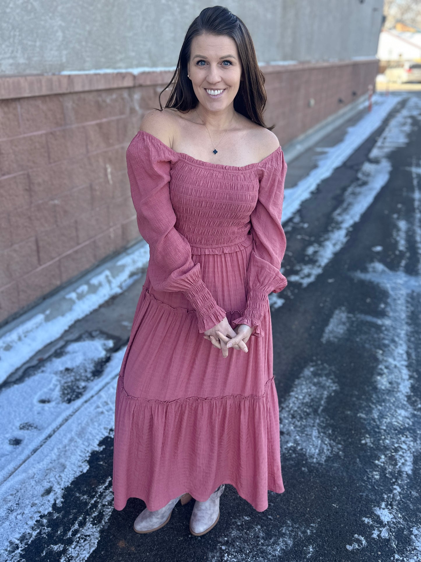 Smocked Ruffle Maxi Dress