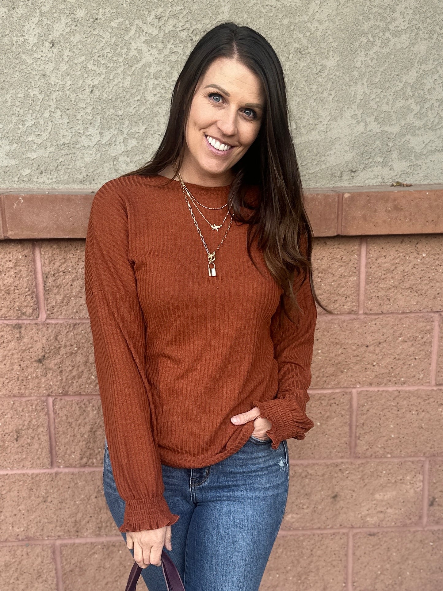 Ribbed Long Sleeve with Cuff Detail