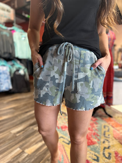 Camo Waffle Knit Shorts