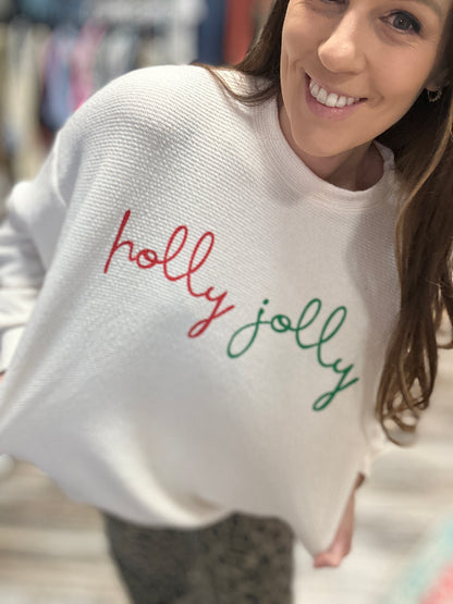 Cream Holly Jolly Cloudy Knit Long Sleeve