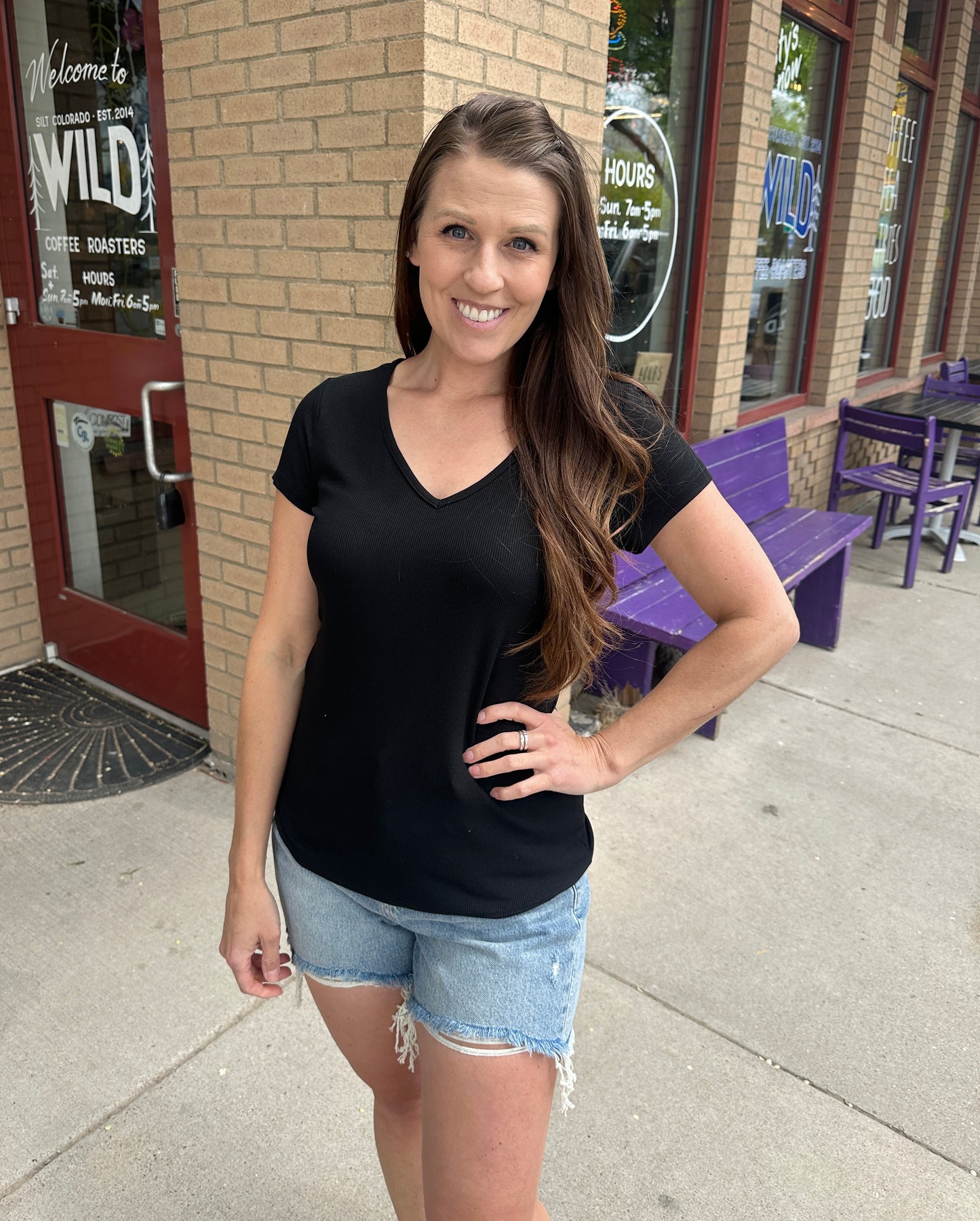 Hold Tight Ribbed V-Neck Short Sleeve