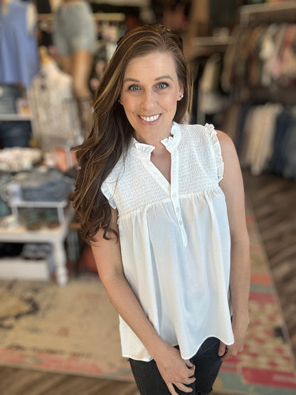 Smocked Ruffle Tank