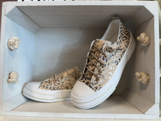 Leopard Sparkle Platform Sneakers