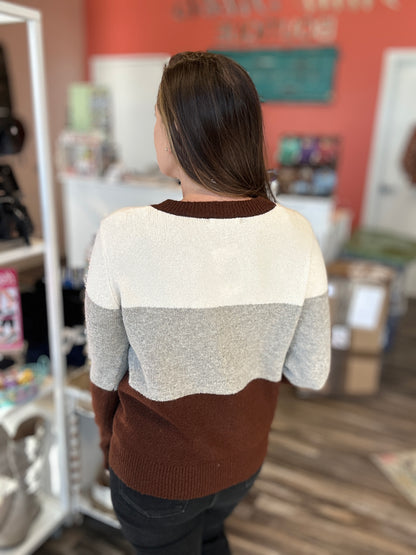 Color Block Stitched Accent Sweater