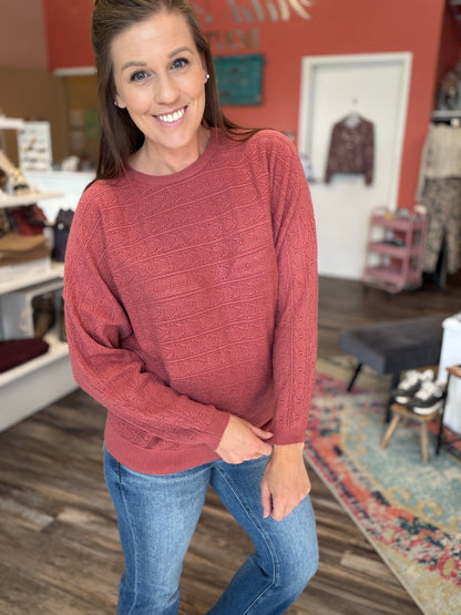 Rose Dolman Pointelle Sweater