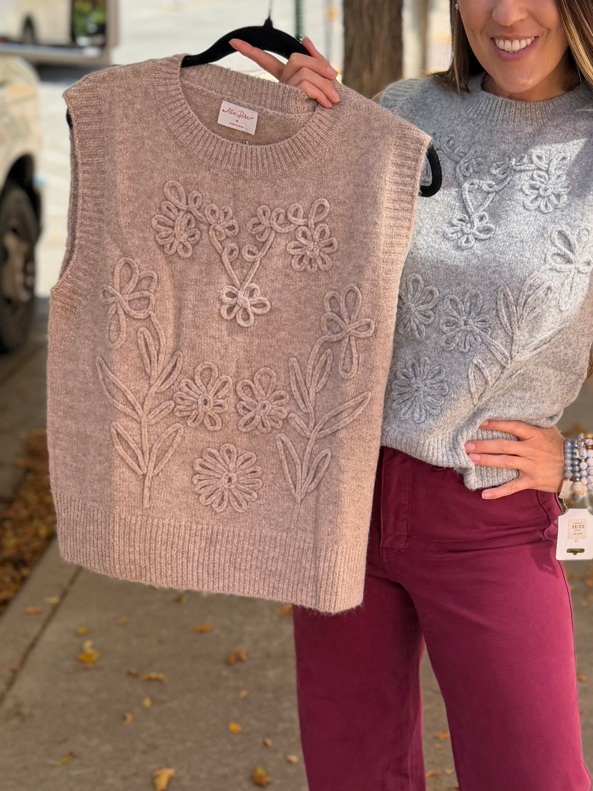 Floral Embroidered Sweater Vest