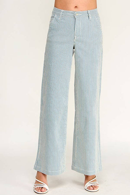 Blue Stripe Slim Palazzo Jeans