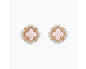 Pink Clover with Small Pearl Earrings