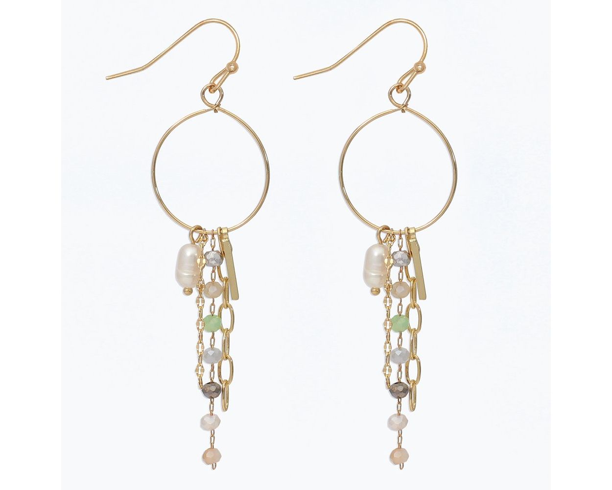 Dangle Bead and Pearl Earrings