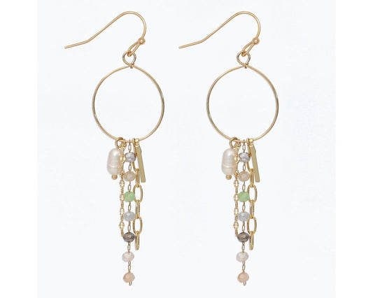 Dangle Bead and Pearl Earrings