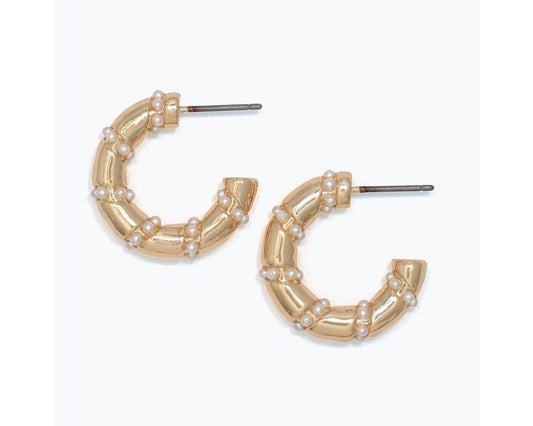 Gold Hoop Earrings with Pearls