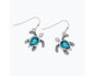 Turtle Earrings with Blue Crystals