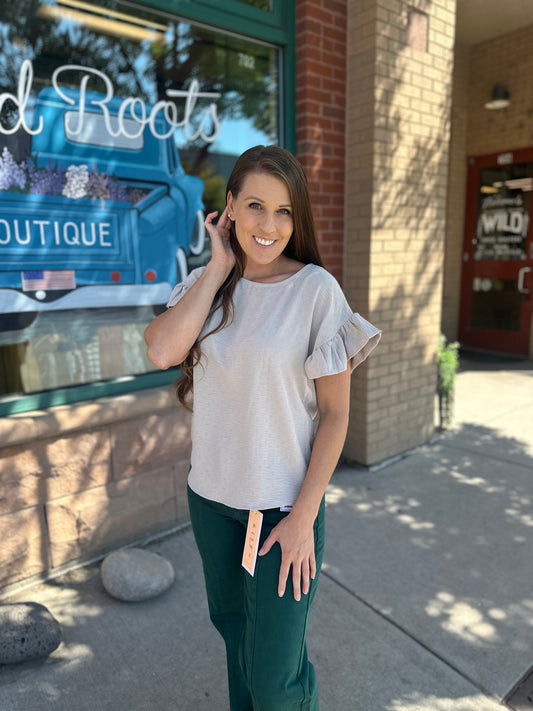 Solid Ruffle Short Sleeve