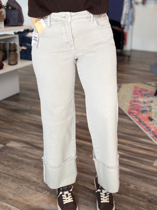 Almond Wide Leg Cuffed Pants