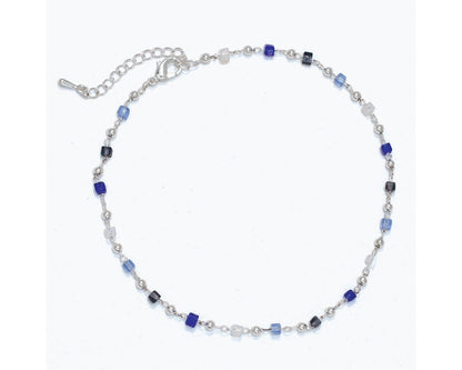 Silver Blue Crystal Anklet