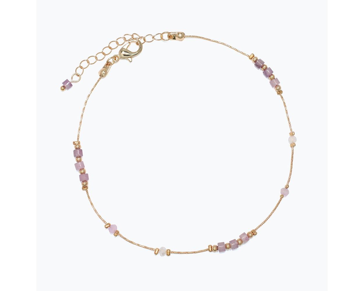 Lilac Stone Bead Anklet