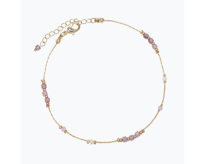 Lilac Stone Bead Anklet