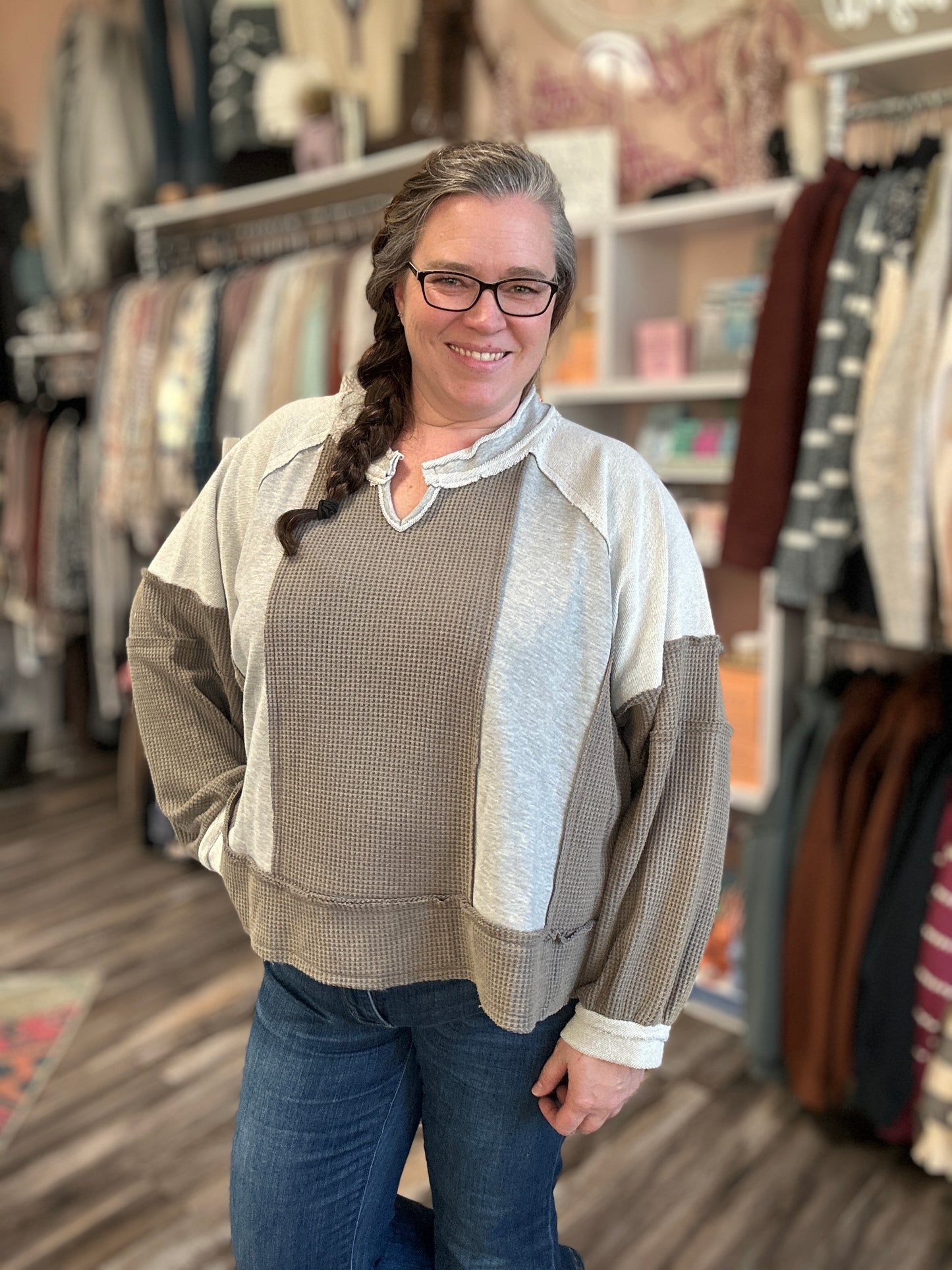 Contrasting Multi Pattern Long Sleeve