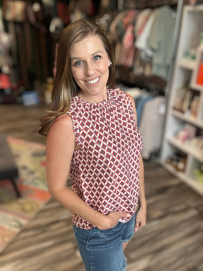 High Neck Ruffled Blouse