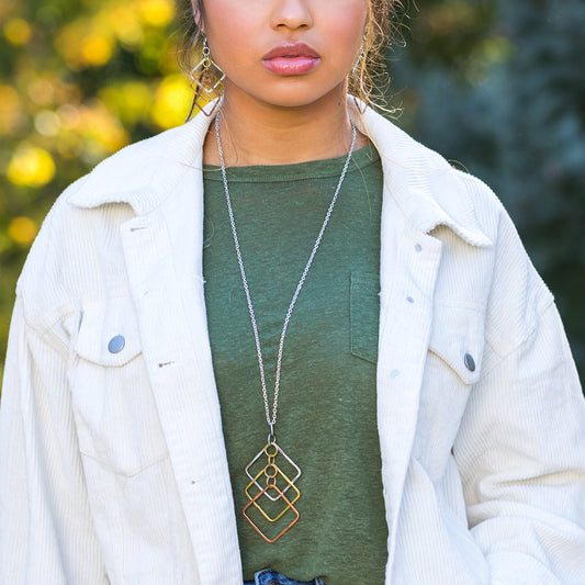 Mixed Tri Metal Necklace