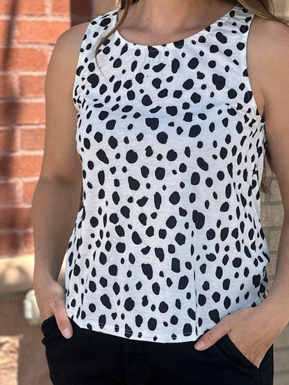 Polka Dot Sleeveless Knit Top