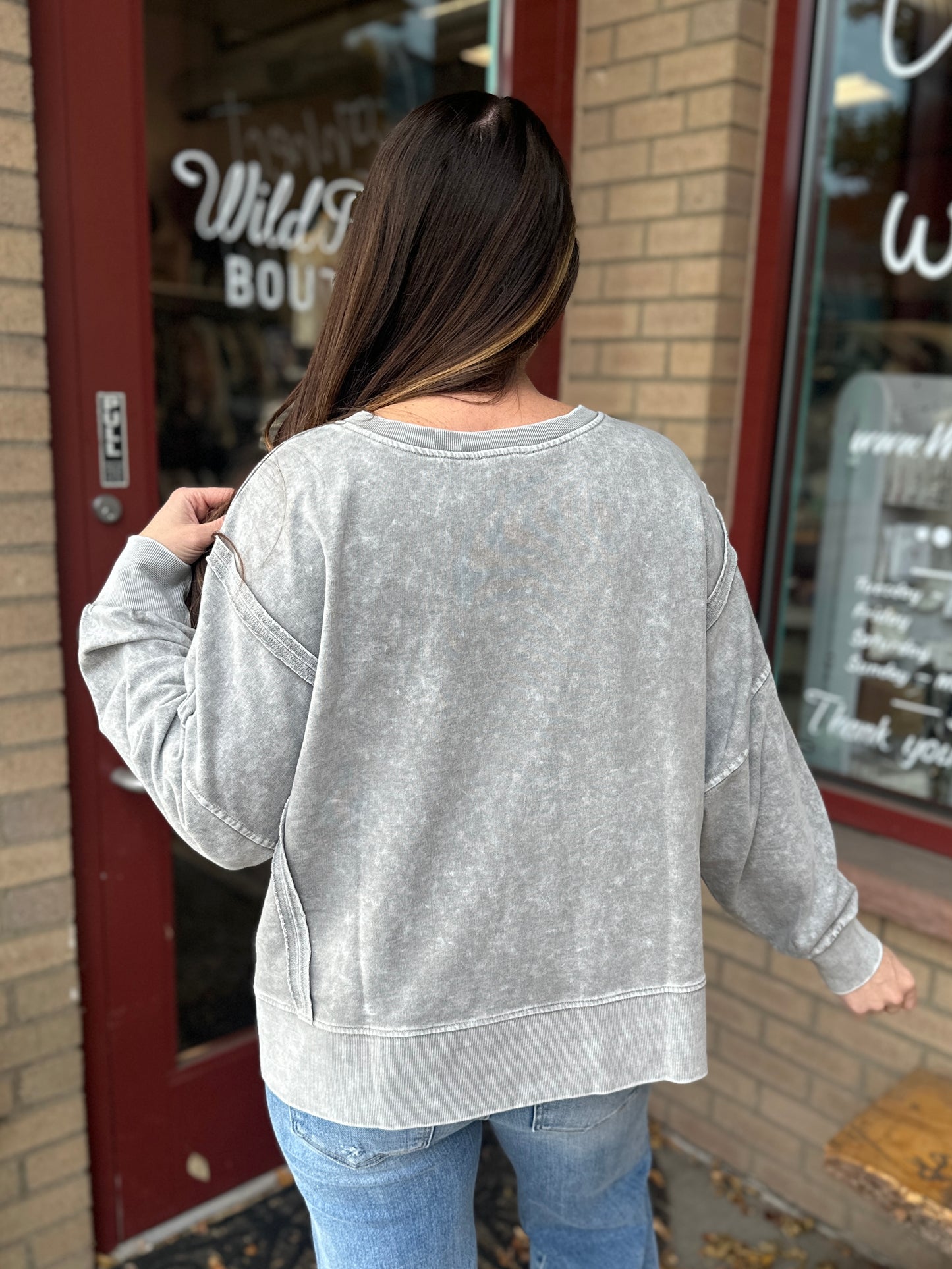 Grey Mineral Wash Long Sleeve