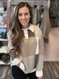 Button Colorblock Sweater