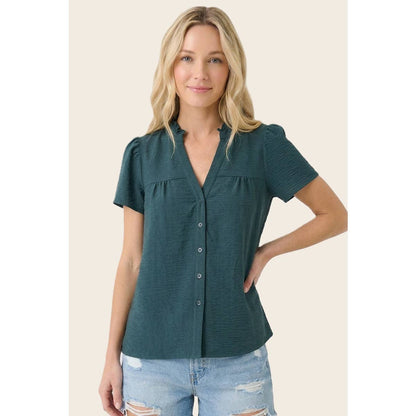 Frilled Neck Button Down Shirt