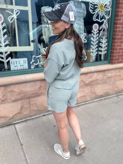 Sage Striped Lounge Set