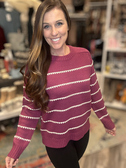 Magenta Blanket Stitch Sweater