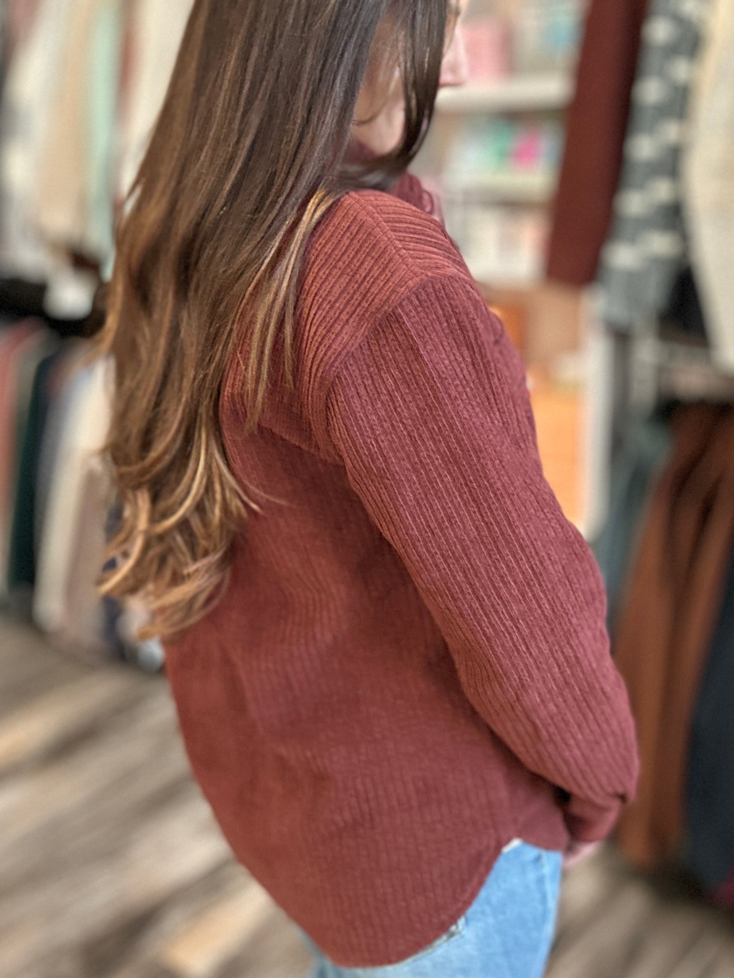 Burgundy Button Up Jacket
