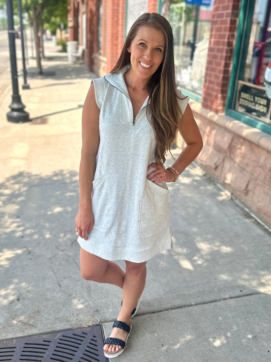 Heather Grey Cap Sleeve Mini Dress