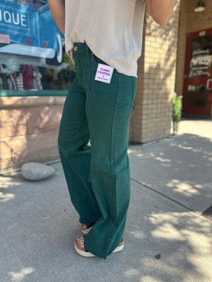 Hunter Green Wide Leg Jeans