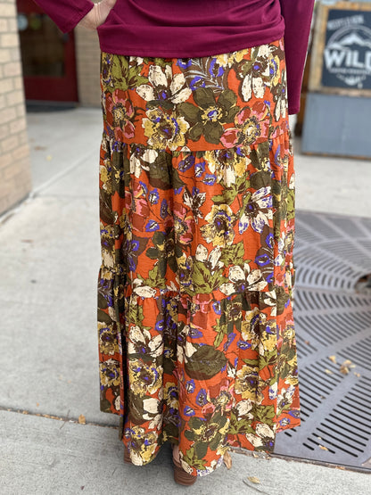 Floral Tiered Maxi Skirt