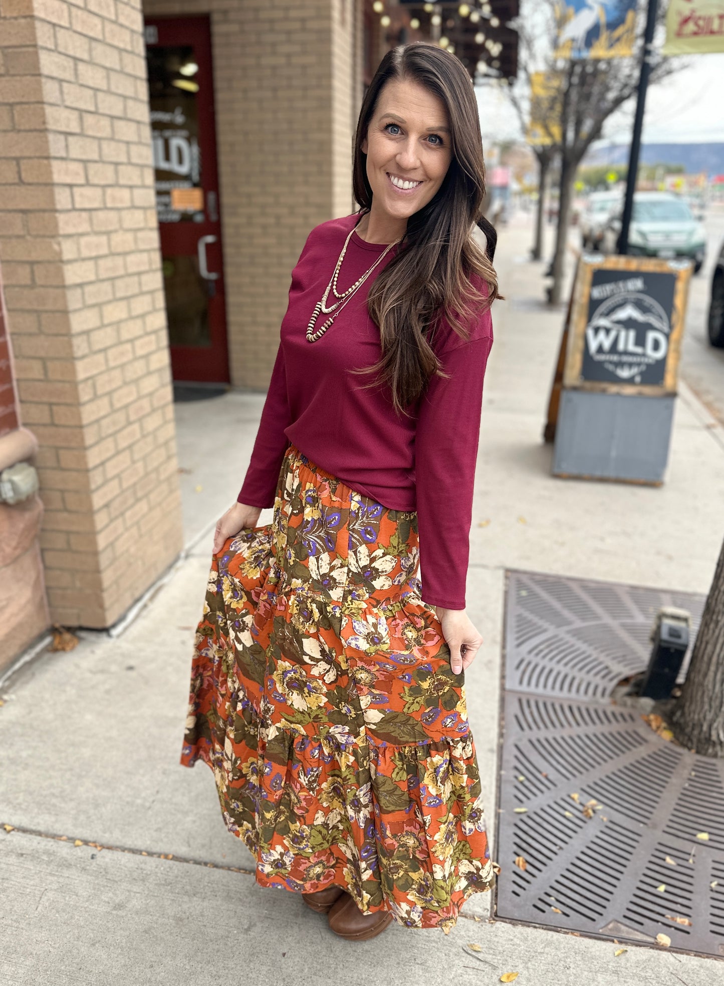 Floral Tiered Maxi Skirt