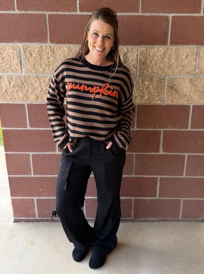 Pumpkin Script Stripe Knit Sweater