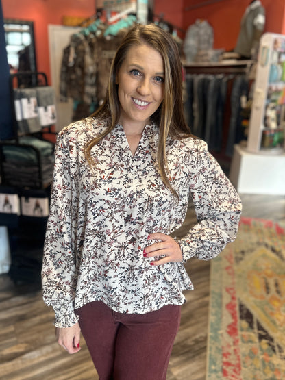 Ivory Floral Blouse