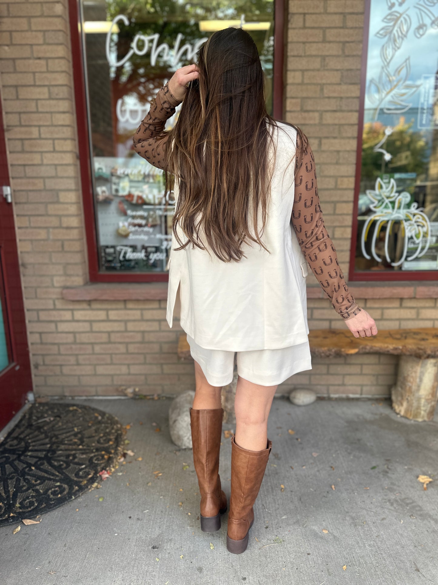 Ivory Open Front Vest